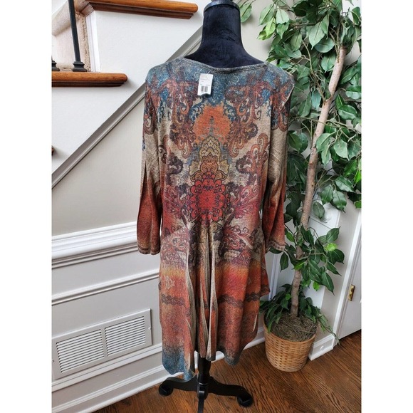 Studio Gem Women Multicolor Polyester Round Neck Long Sleeve Knee Length Dress L - Picture 7 of 11